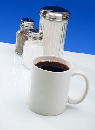Resturant table setting for morning coffeeの写真素材