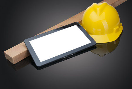 Construction Plans Laptopの写真素材