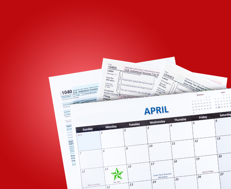 Tax Time Calendar and filing formsの写真素材