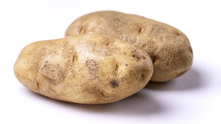 Young potatoes isolated on white backgroundの写真素材