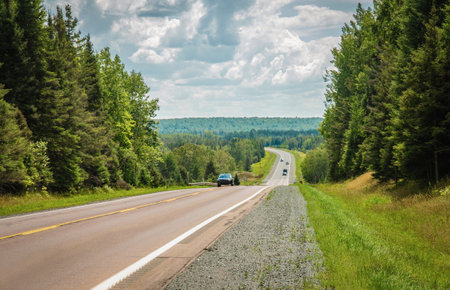 North Michigan tourist travel country road in summerの写真素材