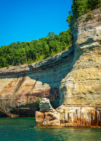 Scenic Pictured Rock Lakeshore from lake Superior Northern Michiganの写真素材