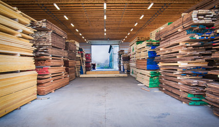 Driveway thru lumber warehouse buildingの写真素材