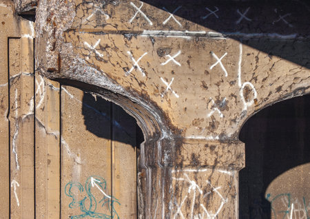 Old viaduct  in serious need of concrete repairsの写真素材