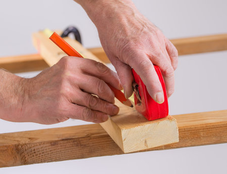 Tools for construction job site measure tape for cutの写真素材