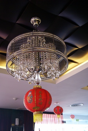 Chandelier with Red Lanternの写真素材
