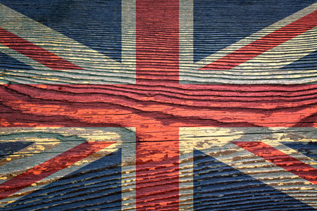 Flag of Great Britain on a wooden board