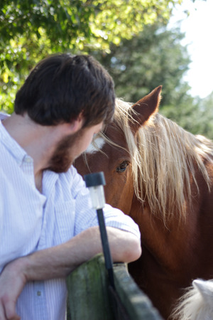 Teenager Posing by Horseの写真素材