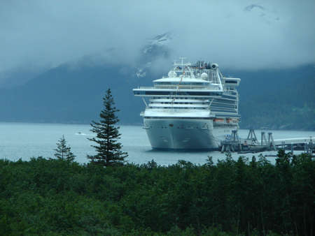 Cruise Ship Docked at whitier, Alaskaの写真素材