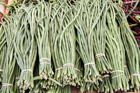 organic long beans at a market