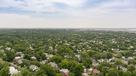A panoramic view of Alexandria, Virginia, USA and surrounding areas as seen from the top of the George Washington Masonic Temple.の写真素材