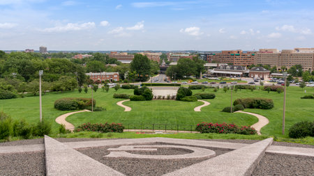 A panoramic view of Old Town Alexandria, Virginia, USA as seen from the steps of the George Washington Masonic Temple..のeditorial素材