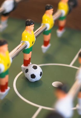 toy kicker with the ball, table game, focusの写真素材