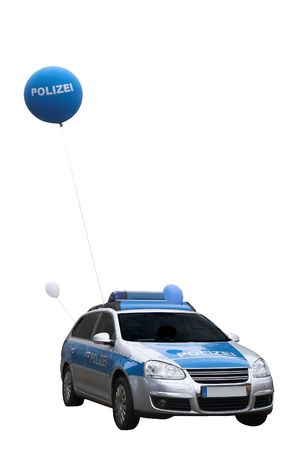 a police car with balloons, street holidayの写真素材