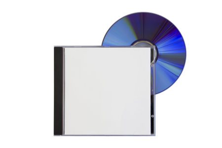 disk and a box with a blank cover on white