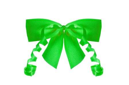 green bow is on white backgroundの写真素材