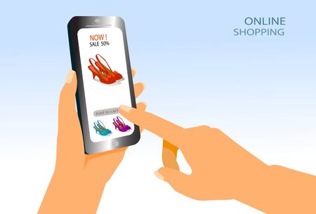 vector illustration concept of online shopping banner, mobile app templates.のイラスト素材