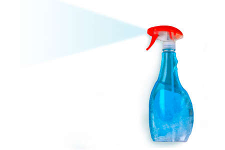 Spray Bottle of a Cleaning Product isolated on white background with copy spaceの写真素材