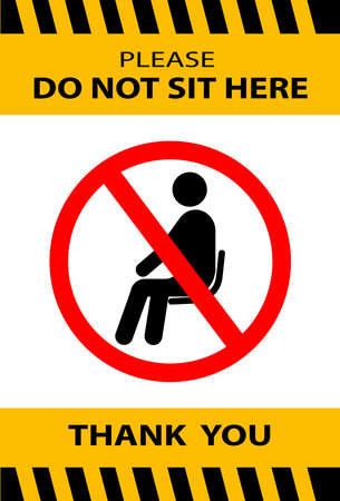 Do Not Sit Here Signage for restaurants and public places inorder to encourage people to practice social distancing to further prevent the spread of COVID-19 as the lock down rule eases across globe.のイラスト素材