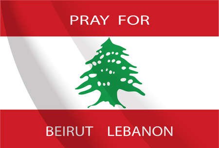 Pray For Beirut Lebanon Wording on Lebanon Flag From Massive Explosionのイラスト素材