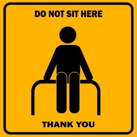 Do not sit here for Keep Social Distance. For prevention of spreading the infection in Covid-19. Vector illustration of people icon with Social Distance concept.のイラスト素材