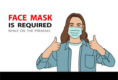 Face mask is required, everyday life and leisure concept. Social distancing lifestyle, covid-19 pandemic conceptのイラスト素材