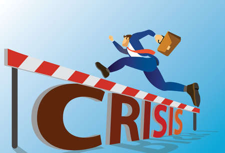 Aspiration concept of high business on crisis covid-19. Business competition metaphor background. Vector Design.のイラスト素材