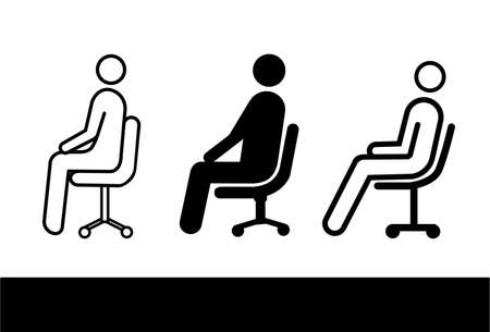 Set of Waiting  line icon, outline and flat vector sign, linear style pictogram isolated on white. Symbol,  illustration.vector graphicsのイラスト素材