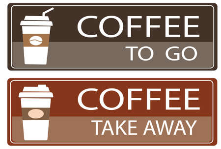 Set of vector banners with coffee take away, coffee to go. badge, sign symbol.のイラスト素材
