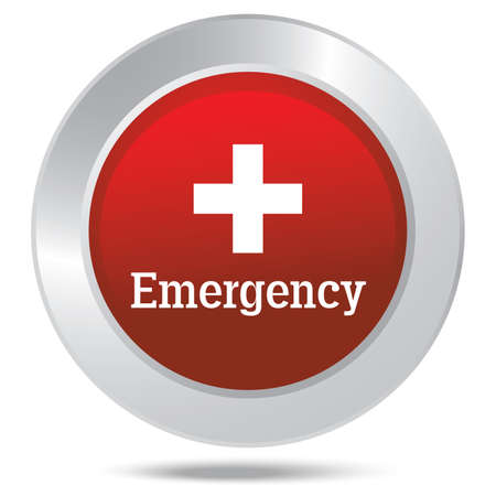 First aid medical button sign. Emergency button isolated on white. vector iconのイラスト素材