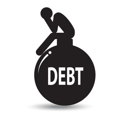 Businessman Feel Stress About His Debt icon. vector symbolのイラスト素材