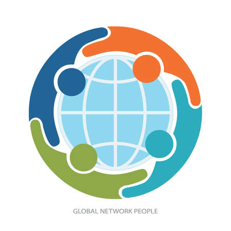 Global community network people logo, sign. vectorのイラスト素材