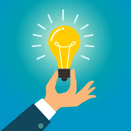 vector illustration of a business holding a light bulb. symbolのイラスト素材