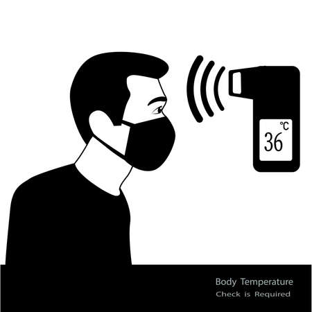 Simple Flat Illustration Showing Body Temperature Check Signのイラスト素材