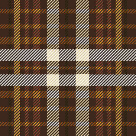 Plaid check patten in dark brown color,brown and white. Seamless fabric print.vector, illustrationのイラスト素材