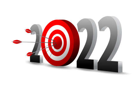 The Arrows shooting on target in number 2022. Business success concept. vector, illustrationのイラスト素材
