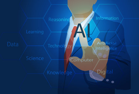 Artificial intelligence makes new computer technology and business possible.vector, illustration