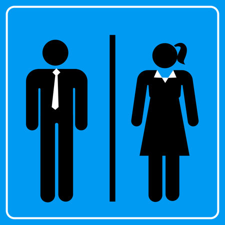 Toilet sign  man and woman on blue background. vector, sign, symbolのイラスト素材