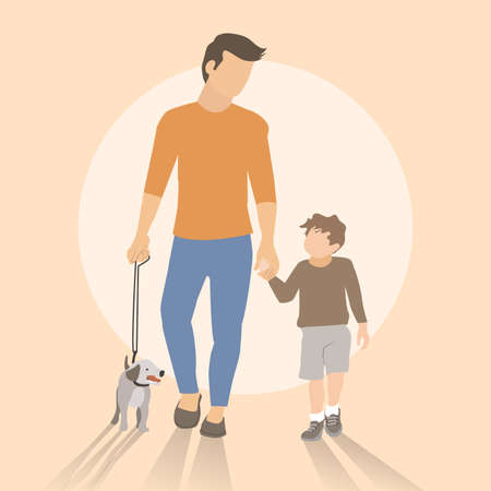 cute father and child family father's day card concept happy moment.vector, illustrationのイラスト素材