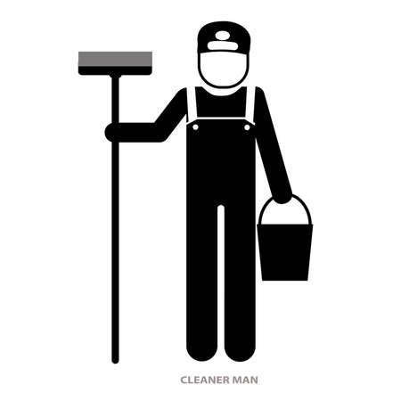 cleaning man working pictogram icon vector. sign.symbolのイラスト素材