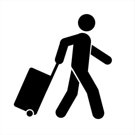 Rolling luggage icon for passengers. vector. sign, symbolのイラスト素材