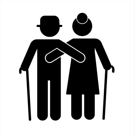 Grandfather and grandmother vector icon. filled flat sign for mobile concept and web design. Old man and old woman glyph icon. Symbol, logo illustration. vectorのイラスト素材