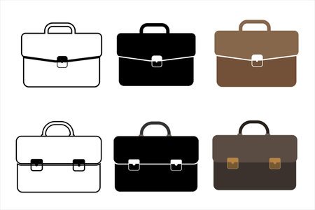 briefcase, briefcase set, bag, suitcase flat design vector illustrationのイラスト素材