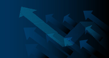 Futuristic raise arrow chart digital transformation abstract technology background. business growth currency stock and investment economy . Vector, illustrationのイラスト素材
