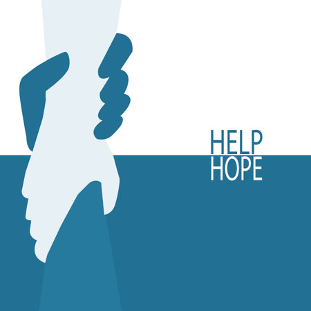 Hand holding hand for help and hope icon logo vector graphic design. illustrationのイラスト素材