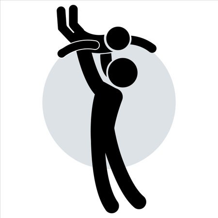 Vector icon of Father holding son. sign, symbolのイラスト素材