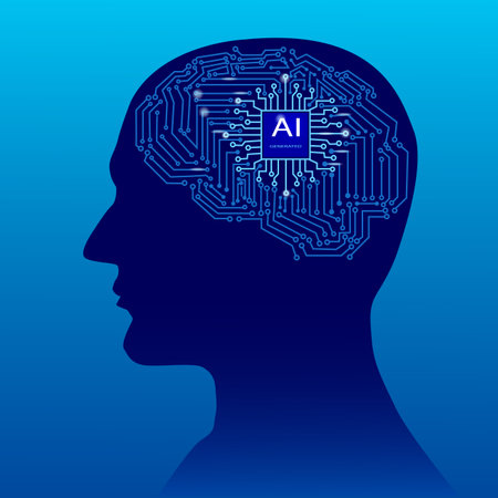 circuit board in the Cyborg human brain, Artificial intelligence of digital human. vector, illustrationのイラスト素材