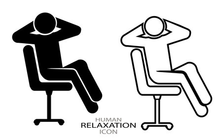 Relaxation human silhouette and thin line icon, sign, symbol, illustration, linear concept, vectorのイラスト素材