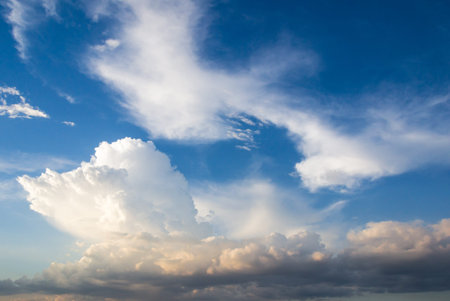 blue sky background with tiny clouds 