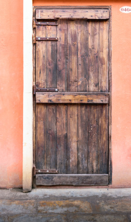  vintage design  wooden door on brick wallの写真素材